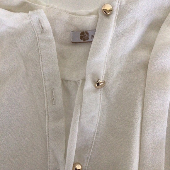 159 MA VINTAGE WHITE TIE NECK BLOUSE SMALL - Picture 7 of 10